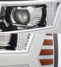 Load image into Gallery viewer, AlphaRex 07-13 Chevy 1500HD PRO-Series Proj Headlights Plank Style Chrome w/Activ Light/Seq Signal
