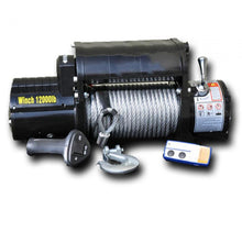 Load image into Gallery viewer, DV8 Offroad 12000 LB Winch w/ Steel Cable &amp; Wireless Remote - Black
