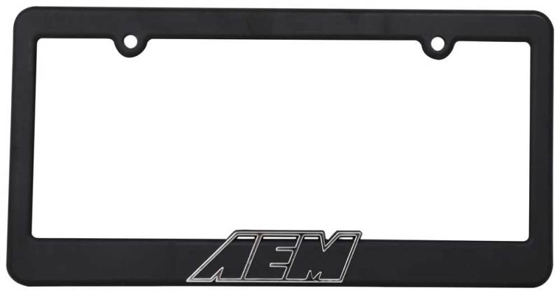 AEM License Plate Frame - Black w/ White Lettering