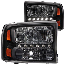 Load image into Gallery viewer, ANZO 2000-2004 Ford Excursion Crystal Headlights Black w/ LED 1pc
