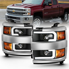 Load image into Gallery viewer, ANZO 2015-2016 Chevrolet Silverado Projector Headlights w/ Plank Style Design Black w/ Amber
