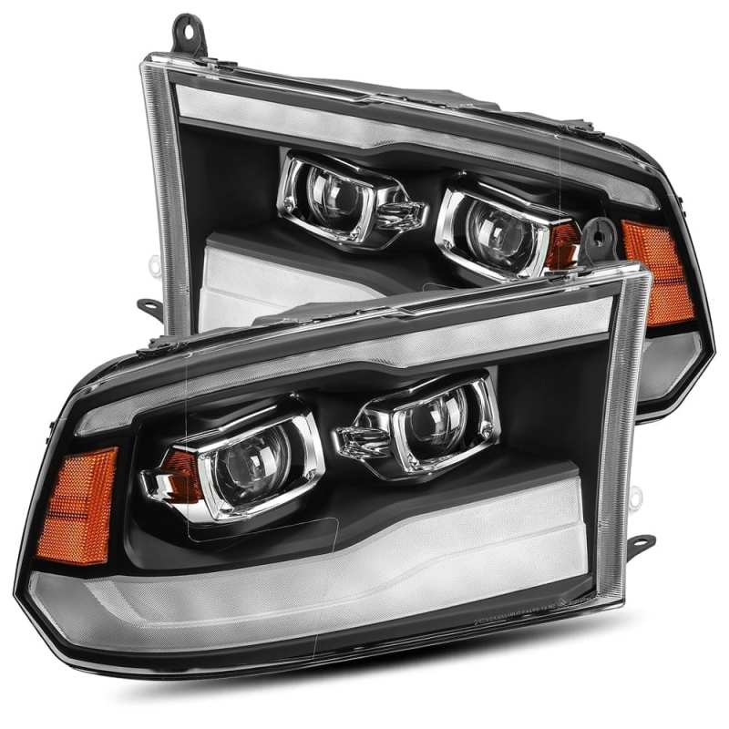 AlphaRex 09-18 Dodge Ram 1500HD LUXX LED Proj Headlights Plnk Style Blk w/Activ Light/Seq Signal/DRL