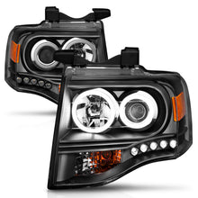 Load image into Gallery viewer, ANZO 2007-2014 Ford Expedition Projector Headlights w/ Halo Black
